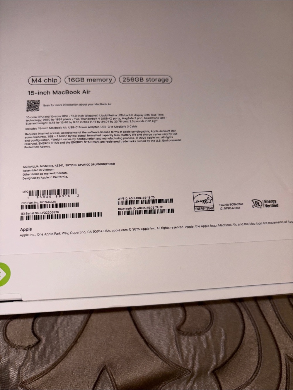 Apple MacBook Air 15” M4 Chip 16GB Memory 256GB Storage NSIB - Picture 9 of 9